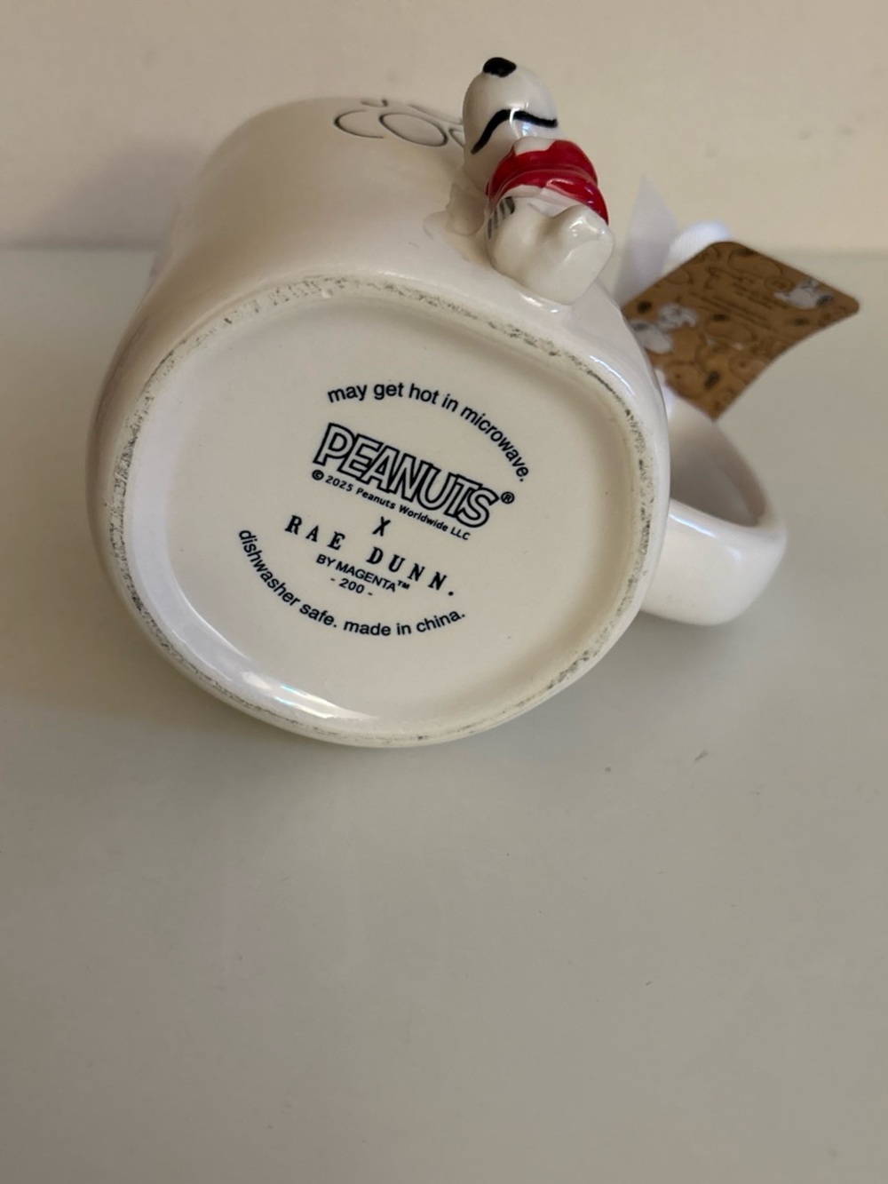 Rae Dunn White Mug with Red Interior Featuring Snoopy Accent - Picture 4 of 5